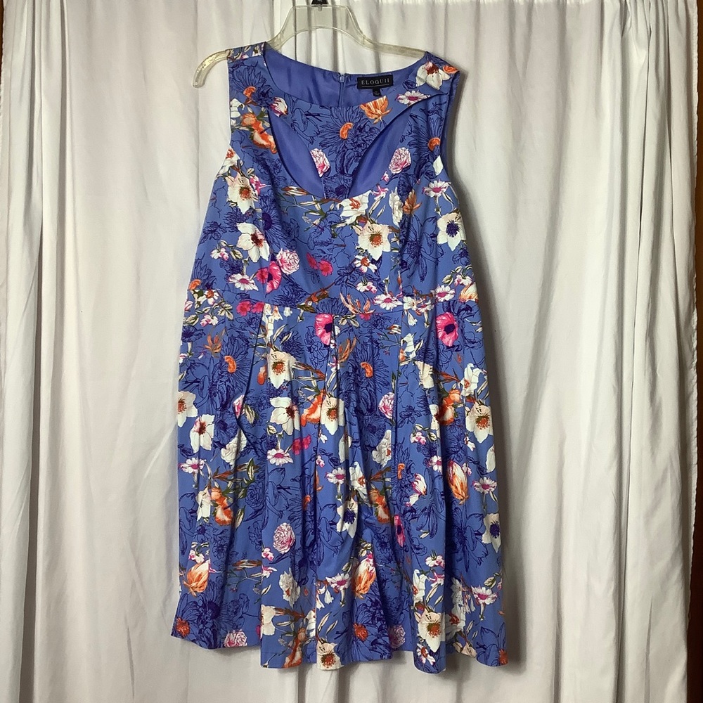 Blue floral sleeveless dress from Eloquii.  Size 22.  Excellent condition.
